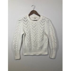 A‎ New Day White Textured Knit Sweater Crew Neck Long Sleeve Pullover Women's M